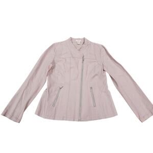 SUNDANCE Linen Blend Pink Full Zip Jacket Size 8 Moto Motercycle Chic